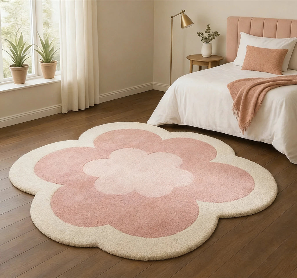 Tapete Flor Aconchego na cor Rosa-claro