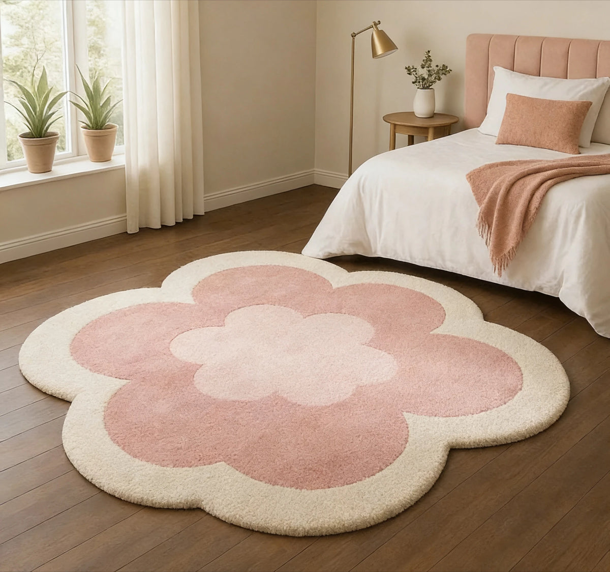 Tapete Flor Aconchego na cor Rosa-claro