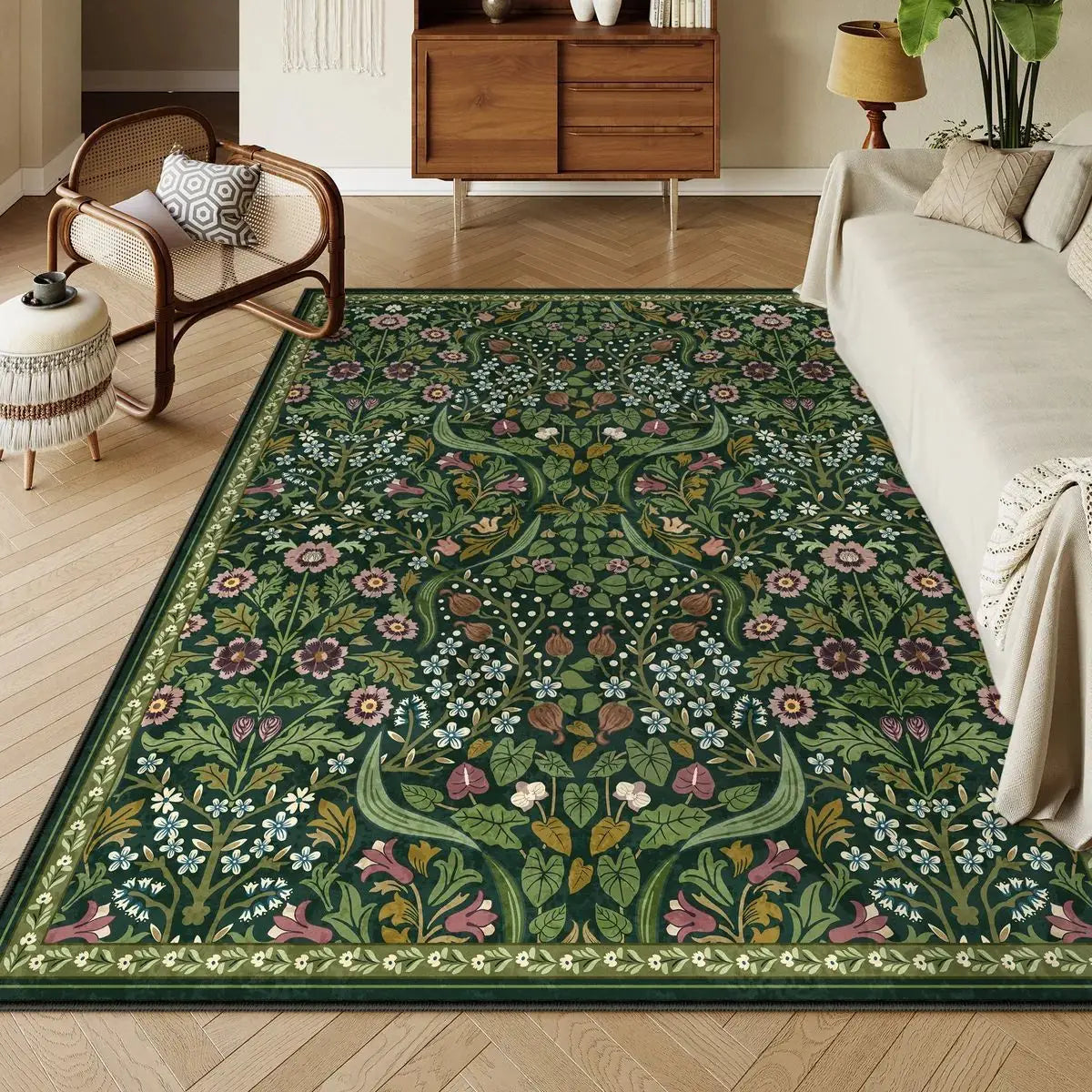 Tapete Floral Persa Noite na cor Verde