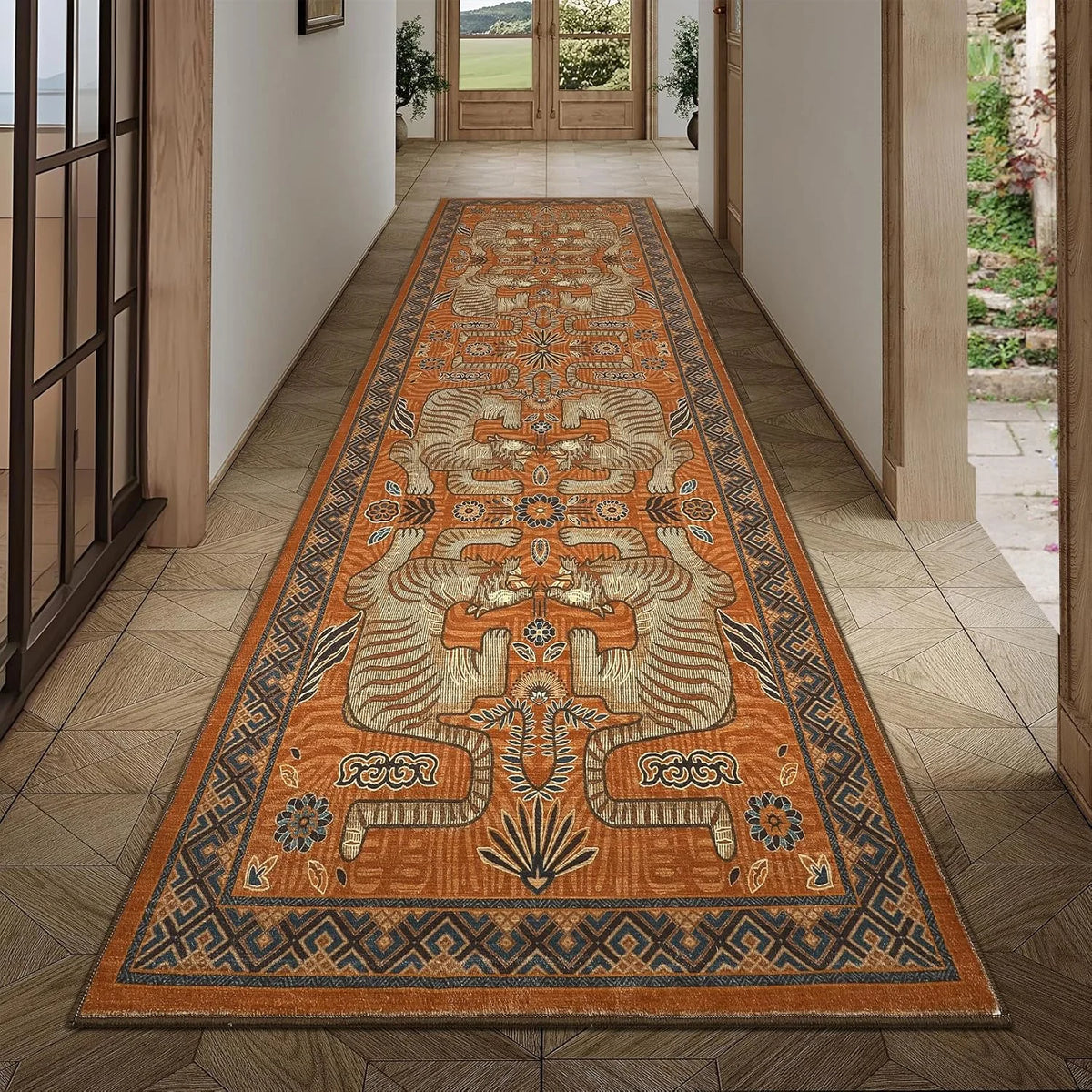 Tapete Passadeira Oriental na cor Laranja