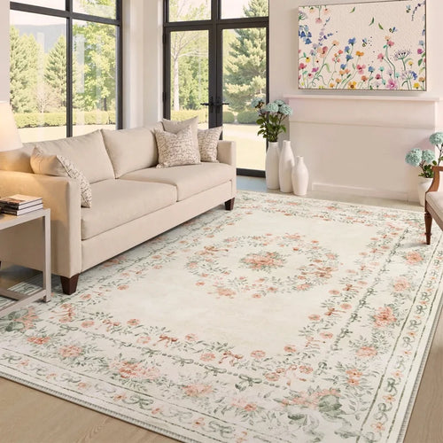 Tapete Campo em Flor na cor Creme